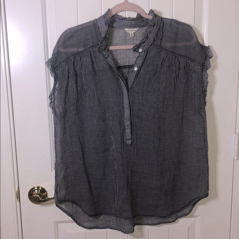 Max Studio Monochrome Checkered Blouse